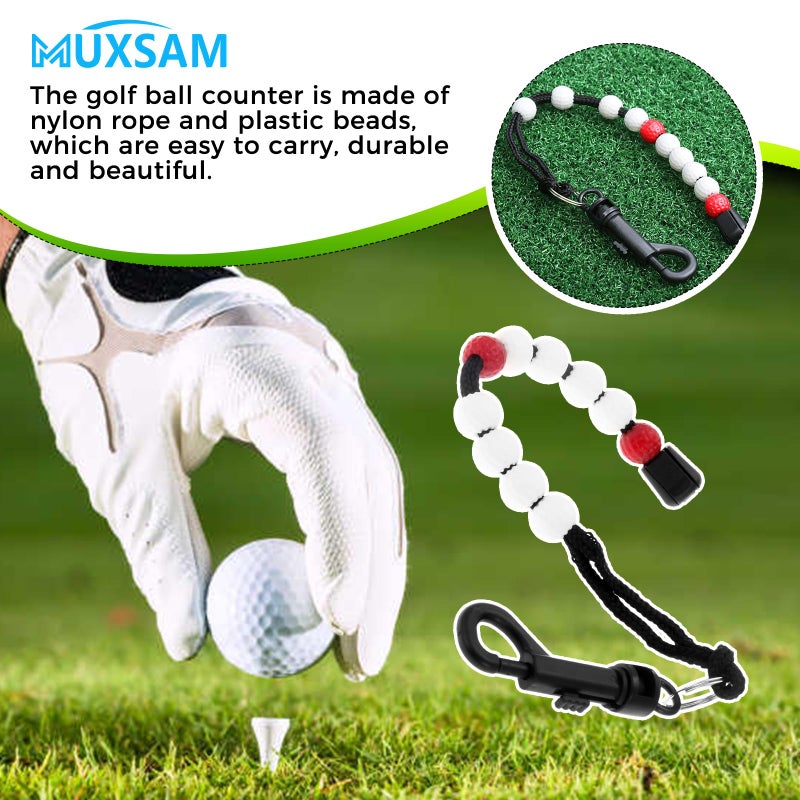 MUXSAM 1 Piece Golf Beads Score Counter with Clip (Red), Golf Stroke Score Count Keeper Putting Score Counter for Referee Caddy Golfer - Image 3
